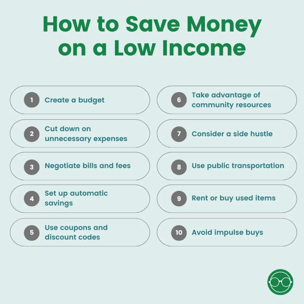 how to save money on low income
